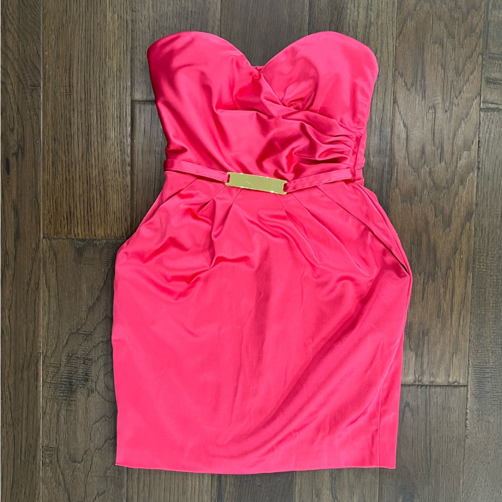 Bebe Pink Strapless Dress Elegant and Chic